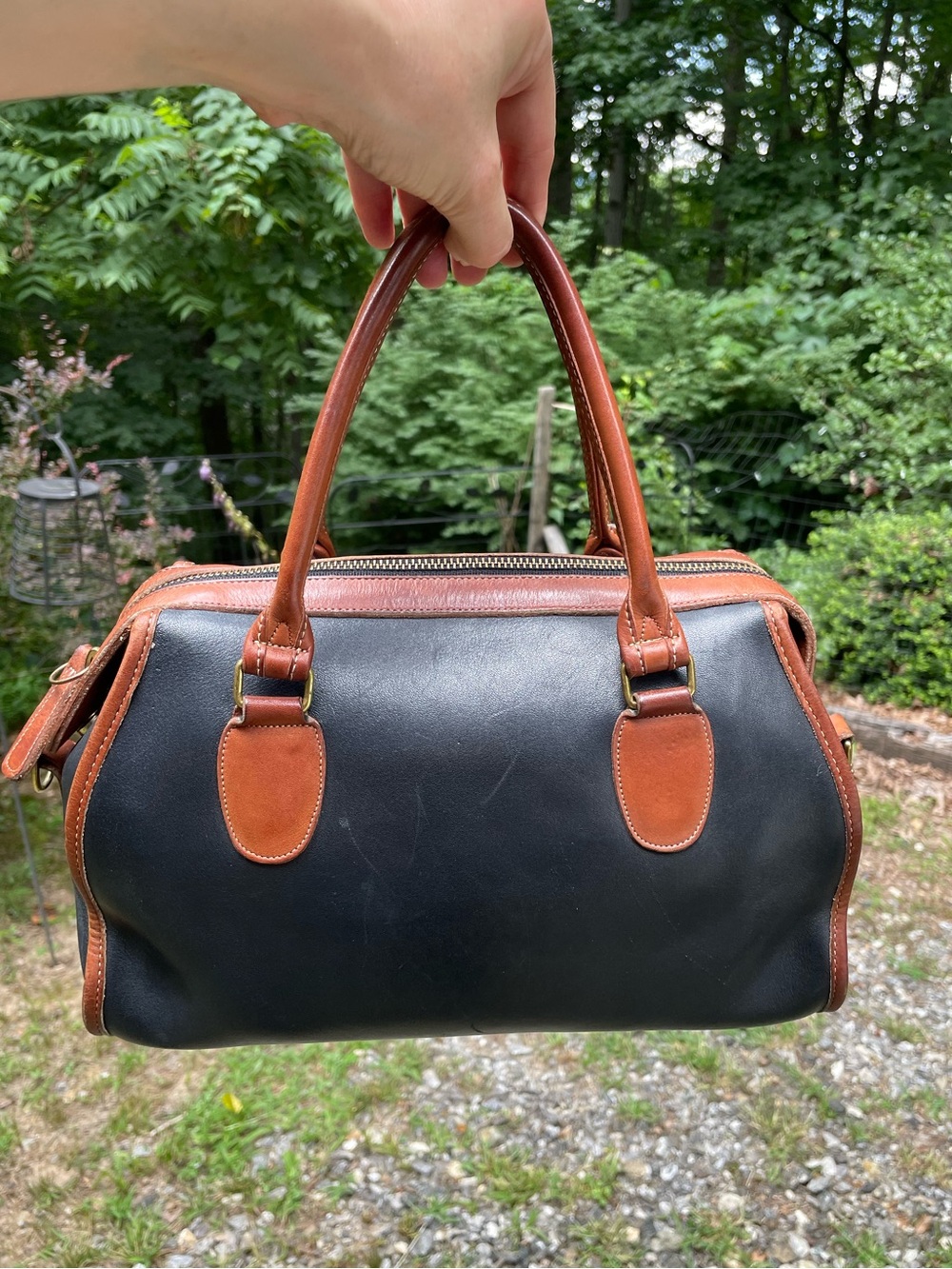 Vintage Coach Broadway Satchel Doctors Bag In Black & British Tan